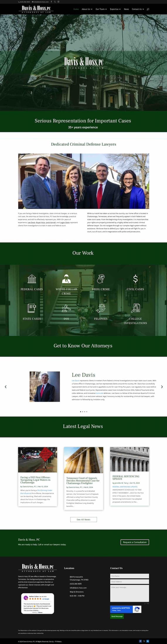 Davis & Hoss homepage full-length view