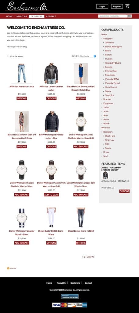 eCommerce web design Men's Fashion and Accessories